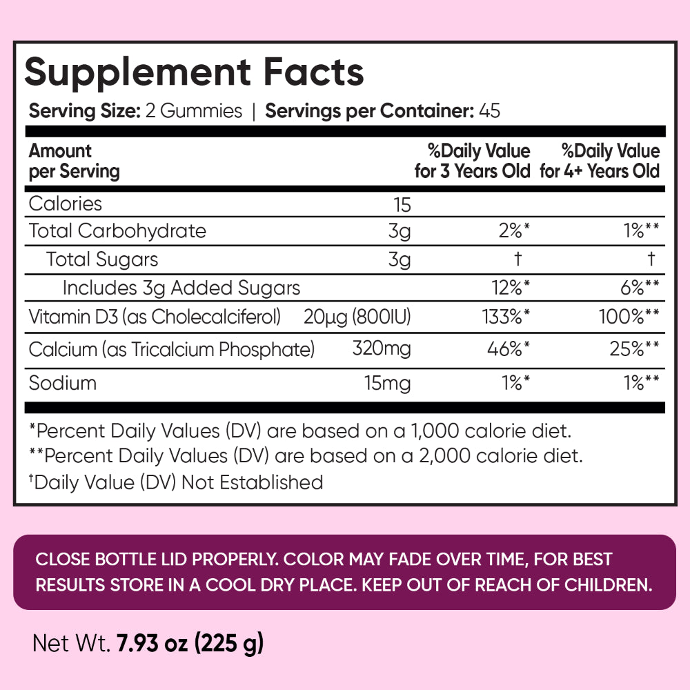 Calcium and Vitamin D3 Gummies for Kids